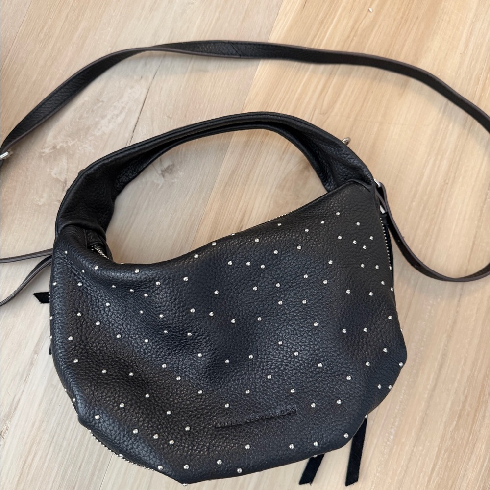 Black Studded Leather Shoulder Bag